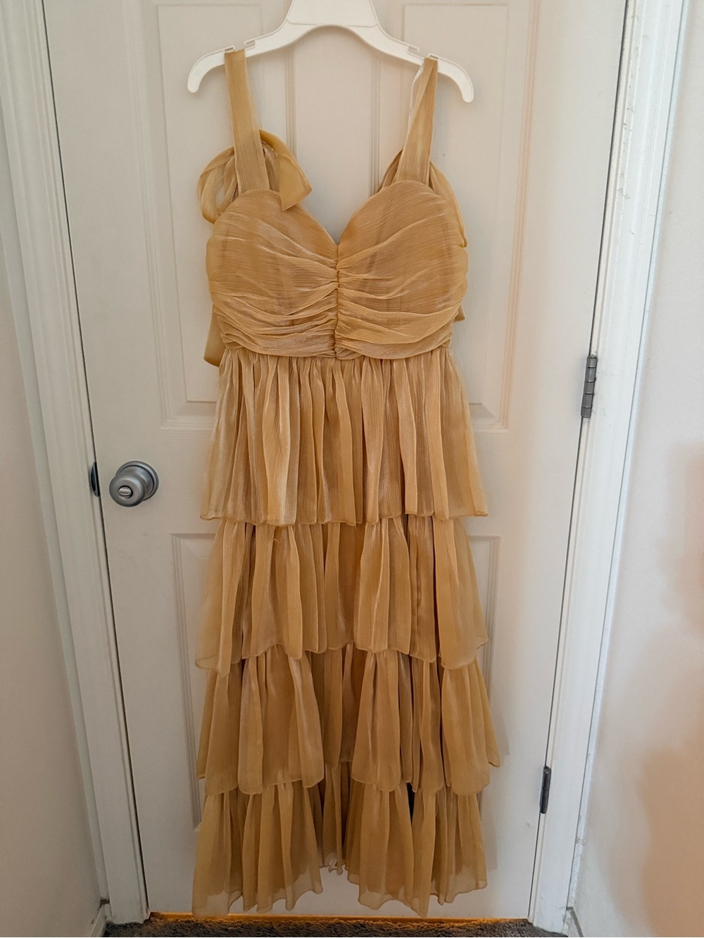 Lulu's Tiered Ruffle Maxi Dress in Mustard Gold